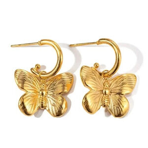 Butterfly  18K Gold Stainless Steel Waterproof Earrings